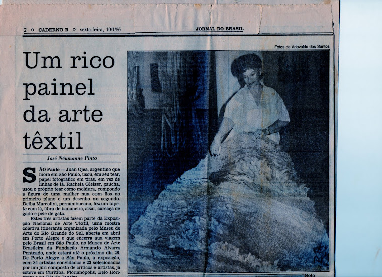 Artigo: NÊUMANE PINTO, José. Um rico painel da arte têxtil-Evento Têxtil/ 85, FAAP, S Paulo, 1986.
