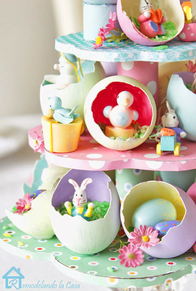 egg shells were repurposed to create a charming centerpiece for an Easter tabel