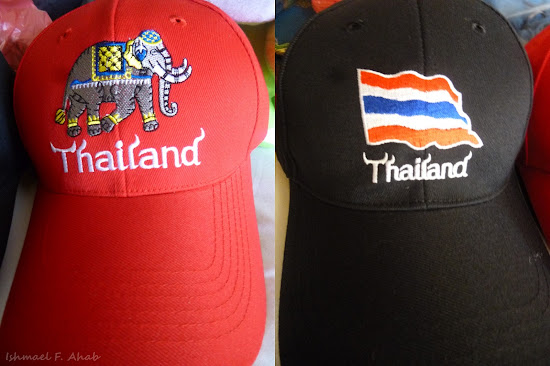 Souvenirs from Mahboonkrong: baseball caps