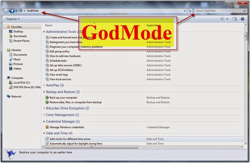 How to enable God mode in Windows 7 and Vista Monolive