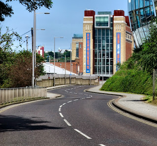 The Baltic Arts Museum with the winding Hillgate and South Shore Road in the foreground