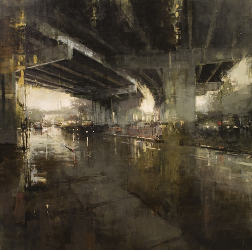 09-Beneath-the-Bayshore-Freeway-Jeremy-Mann-Figurative-Painting-in-Cityscapes-Oil-Paintings-www-designstack-co