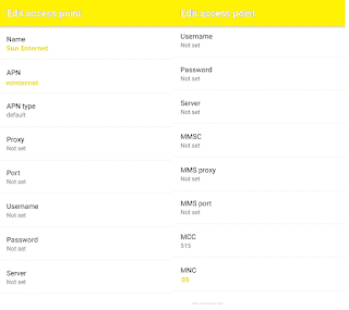 Sun Cellular GPRS/3G/MMS APN Settings Activation- Android / iOS Sun Cellular GPRS/3G/MMS APN Settings Activation- Android / iOS