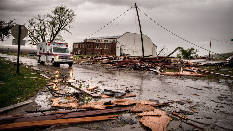 Capt. Spaulding's World Tornado Damages Much of Thurman Iowa