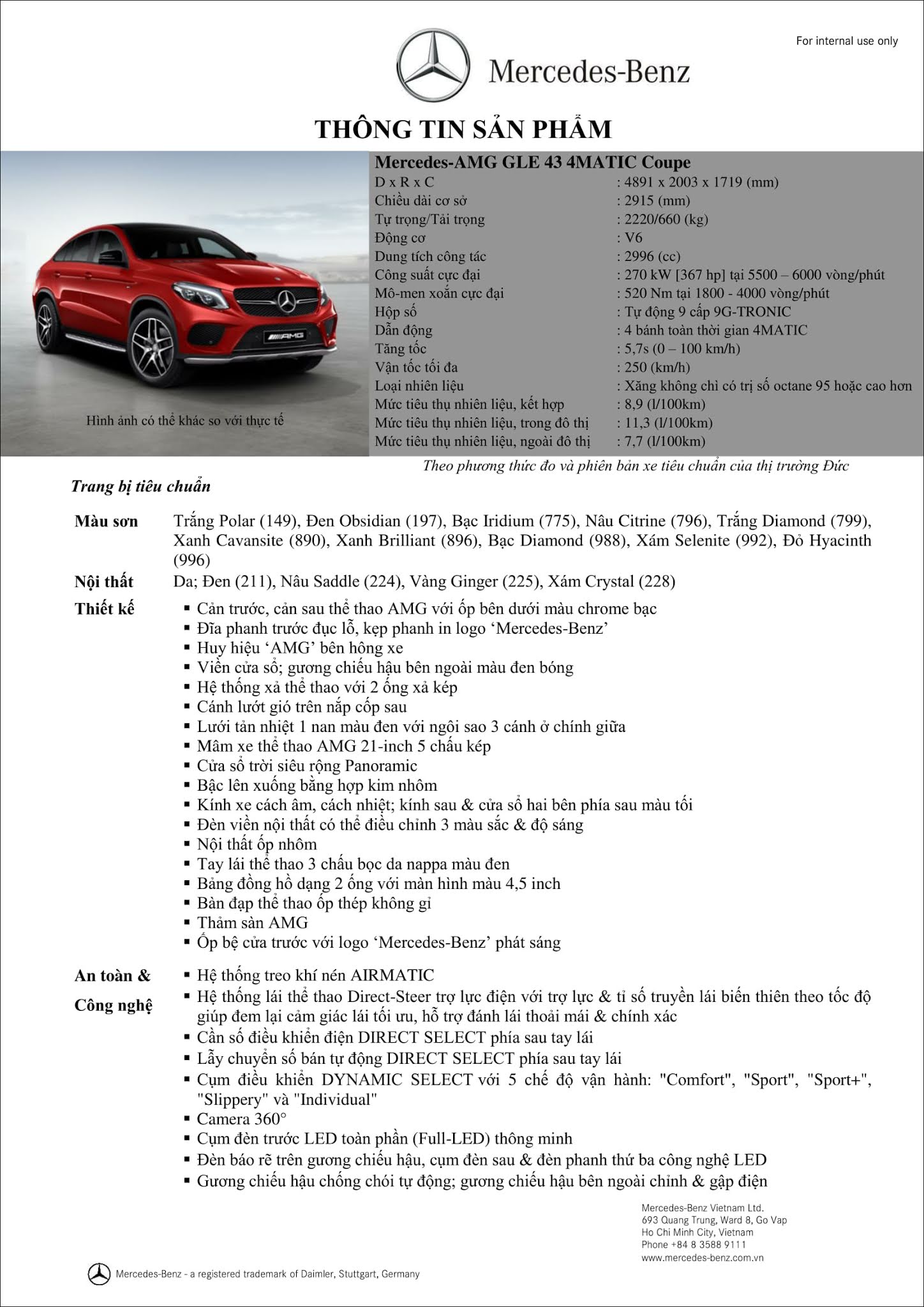 Bảng thông số kỹ thuật Mercedes AMG GLE 43 4MATIC Coupe 2019