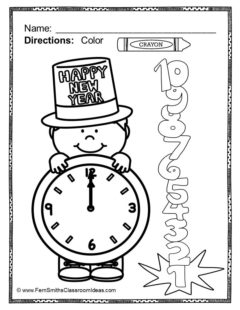 Fern S Freebie Friday Free Color For Fun New Years And Winter Coloring Pages Fern Smith S Classroom Ideas