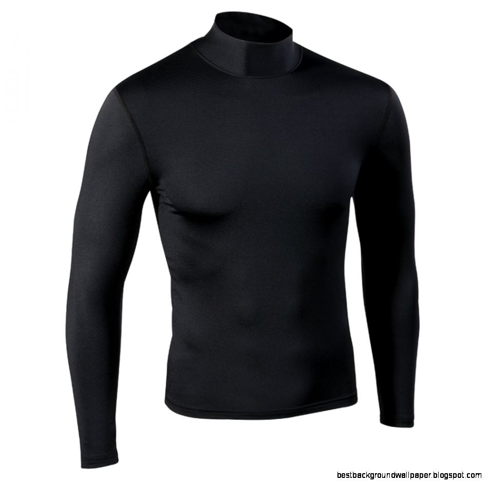 Mens PlayerLayer Turtle Neck Top LS Black