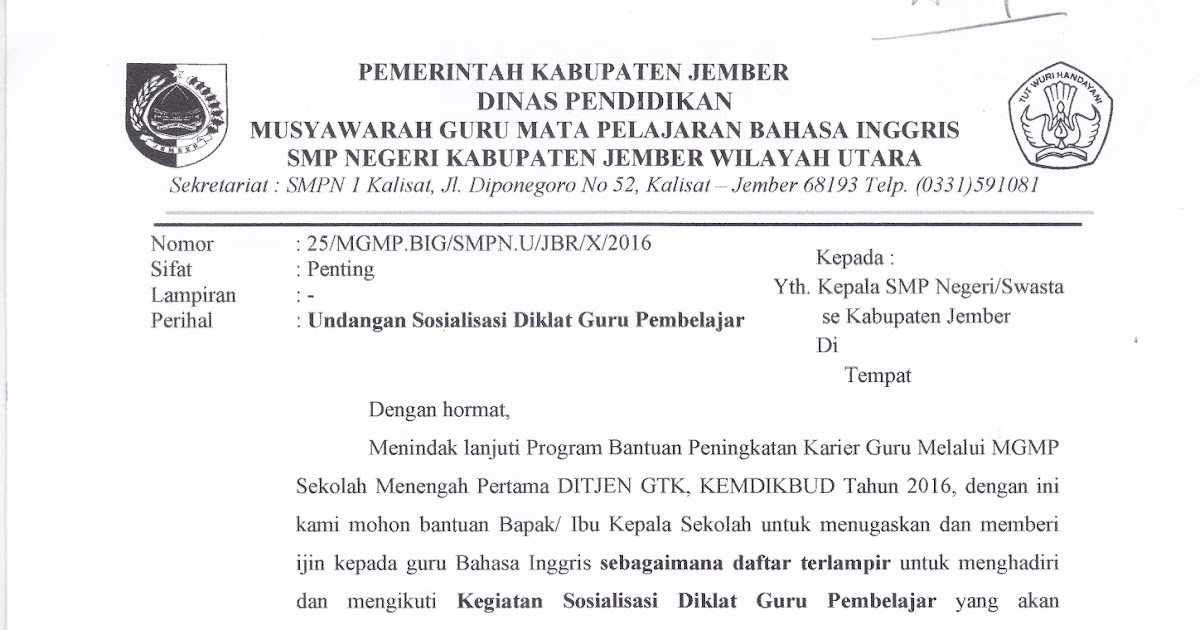 MKKS Jember UNDANGAN SOSIALISASI DIKLAT GURU PEMBELAJAR