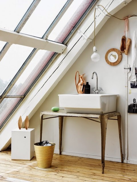 Ático luminoso en Suecia - Lavabo vintage