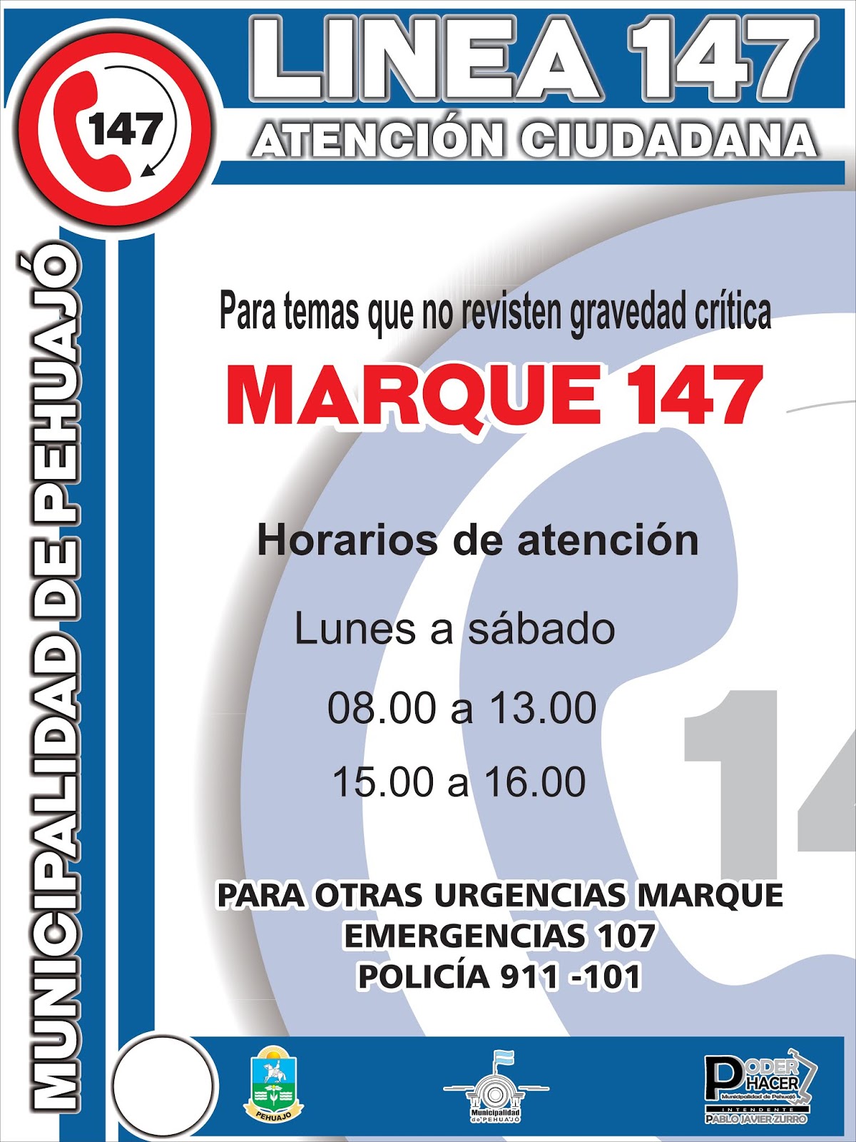 Nuevo horario Línea 147 Pehuajo