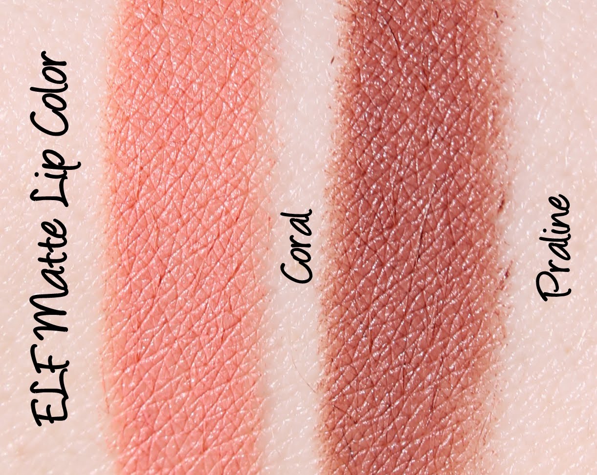 ELF Matte Lip Color - Coral and Praline Swatches & Review