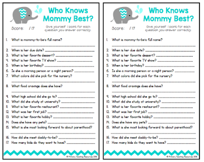 Totally free Kid Shower Printables - Simple Schooling Supplies graphic relating to Who Knows Mommy Best Free Printable named No cost Child Shower Printables - Essential Education Elements