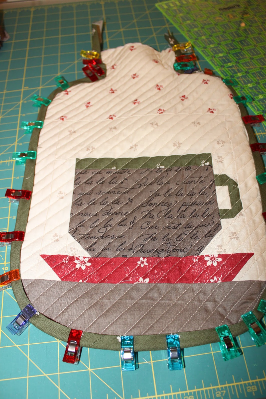 Daydreams of Quilts Quilted Hot Water Bottle Cover with Bias Binding