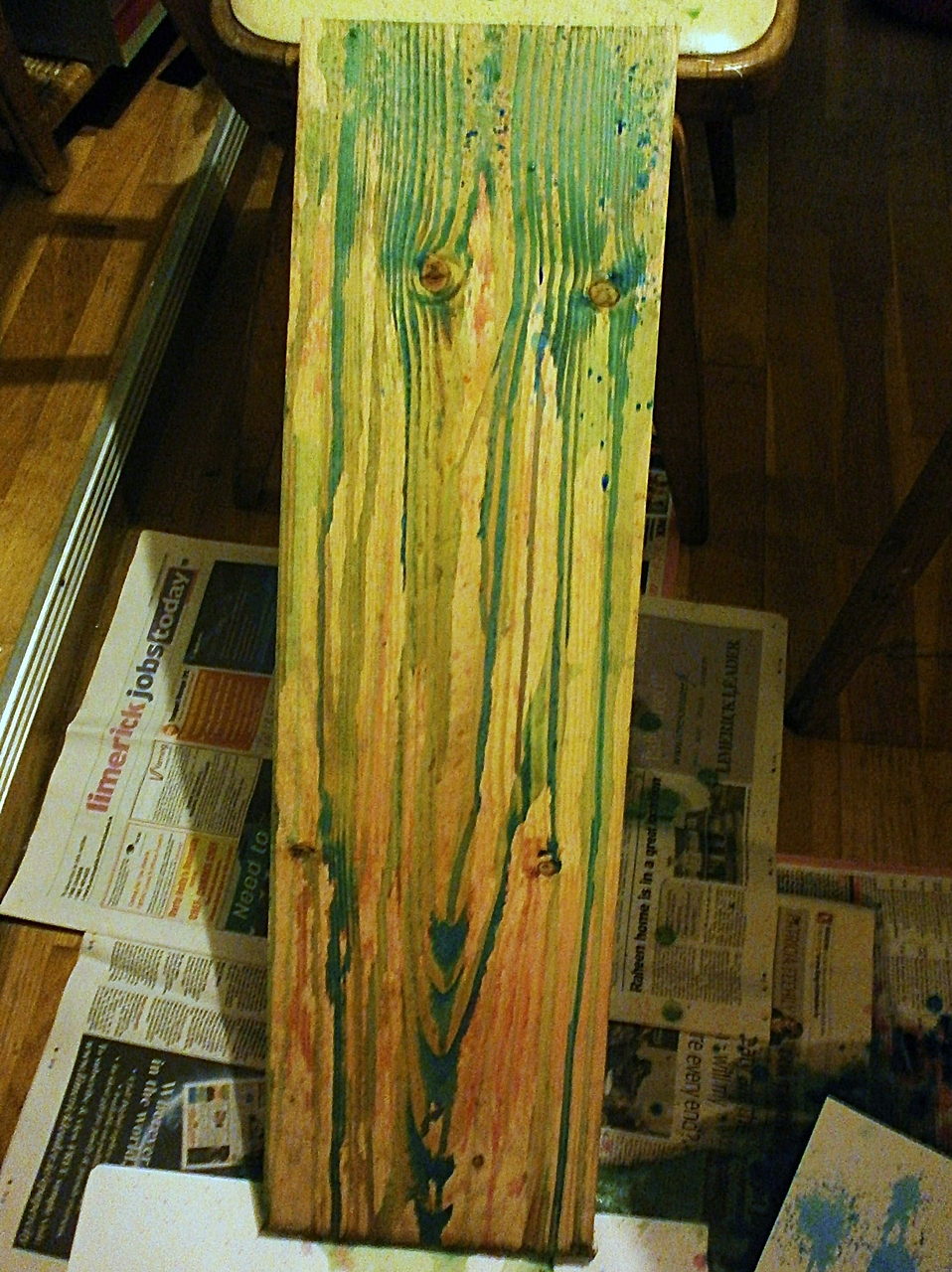 Roisin (K00176383) Dripping paint on wood