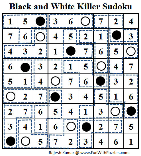 Black and White Killer Sudoku (Daily Sudoku League #102) Solution