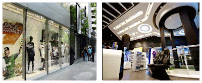 Shops at Gran Vía and near Santiago Bernabéu stadium