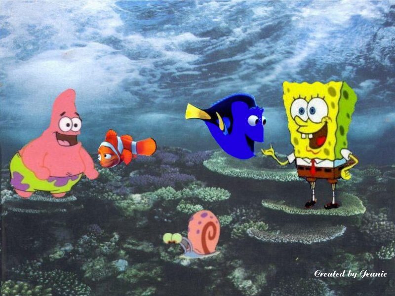 Playing With Fish Spongebob Wallpapers Cute.