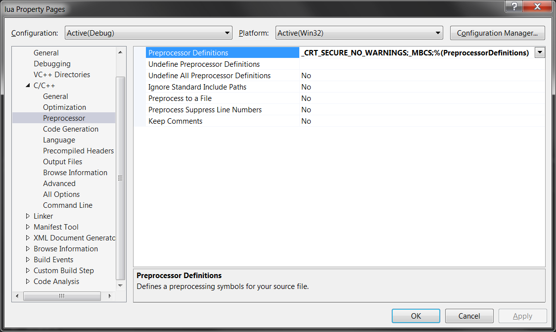 Tips for software engineer: Lua in Visual Studio 2013