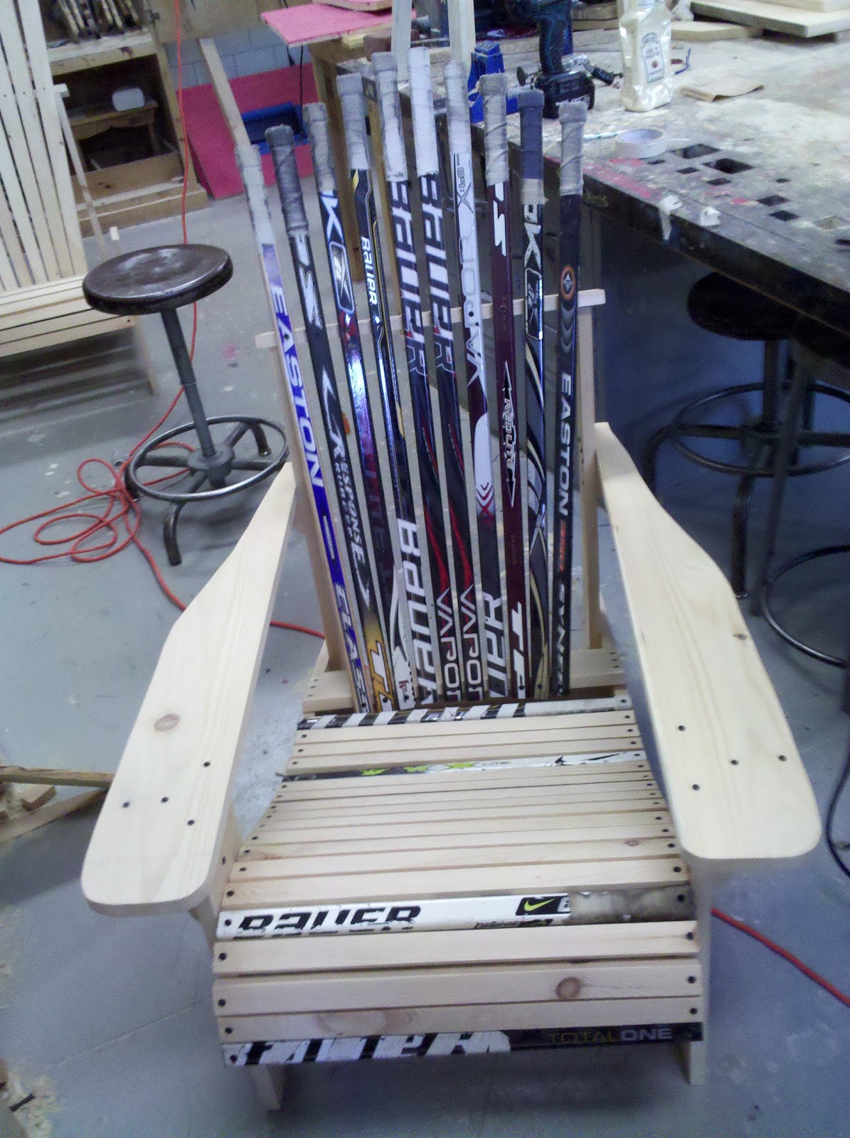 how to build a hockey stick chair