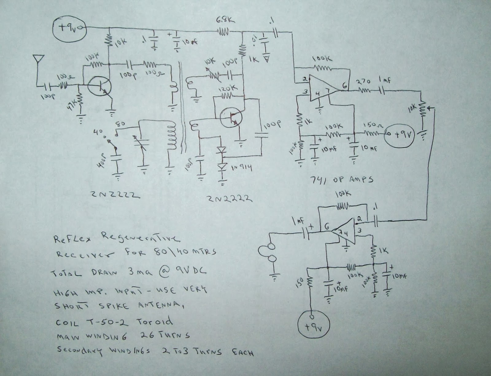 NG9D: Schematic Diagram for Joe's Reflex Regen Receiver Project!