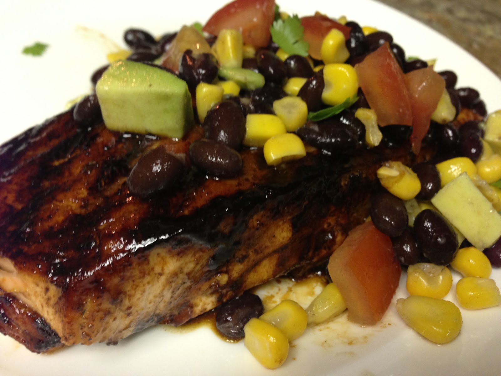 simply made with love Corn Salsa over Grilled Salmon