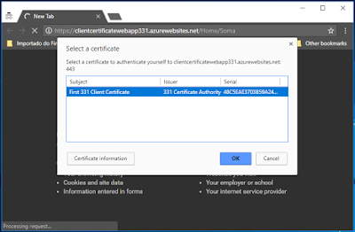 Browser Chrome solicitando um certificado digital para acesso de sistema.