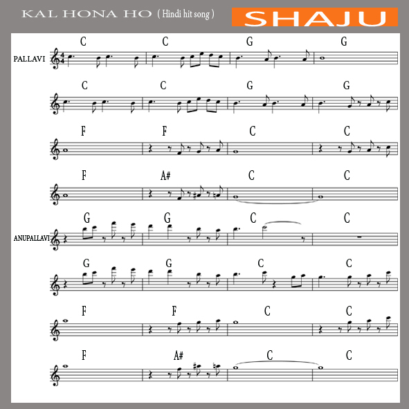 Notations and Chords for Hindi Songs