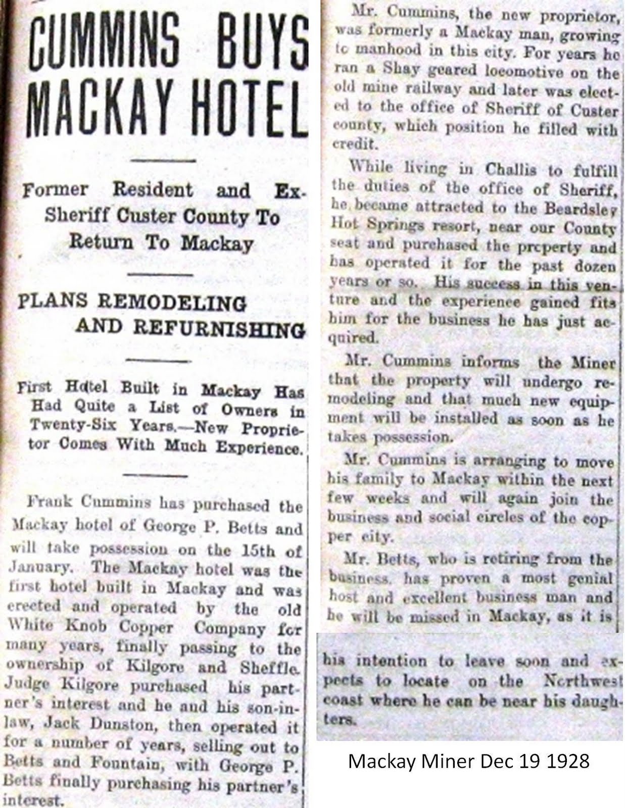 Mackay, Idaho 83251 Blast from the Past Mackay Hotel