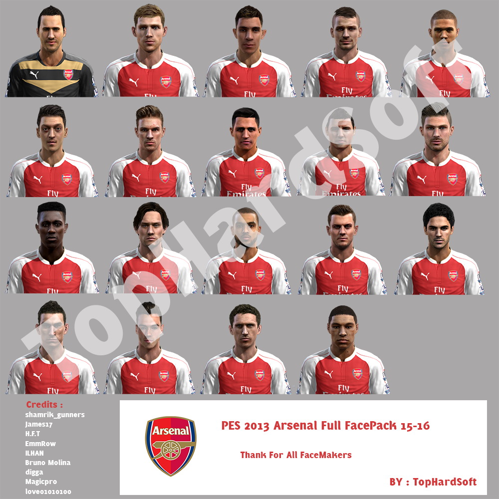 PES 2013 Arsenal Full FacePack 201516 By TopHardSoftFree