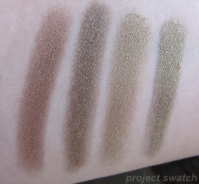 Comparison swatches Urban Decay Smog, RBR Abyssinian Catbird, Inglot 433P, L'Oreal Gleaming Bronze
