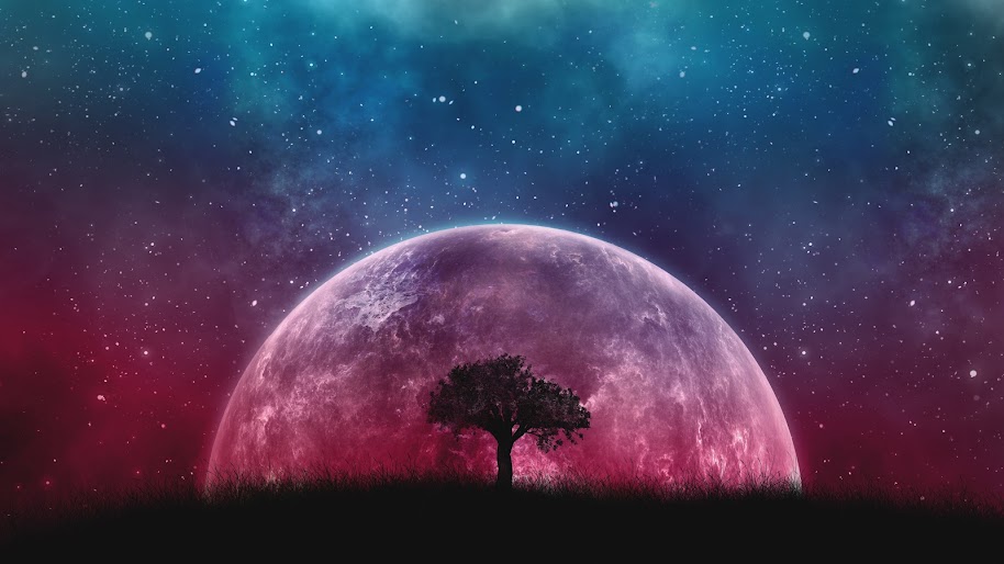 Moon Night Sky Stars Landscape Scenery 8k Wallpaper 189