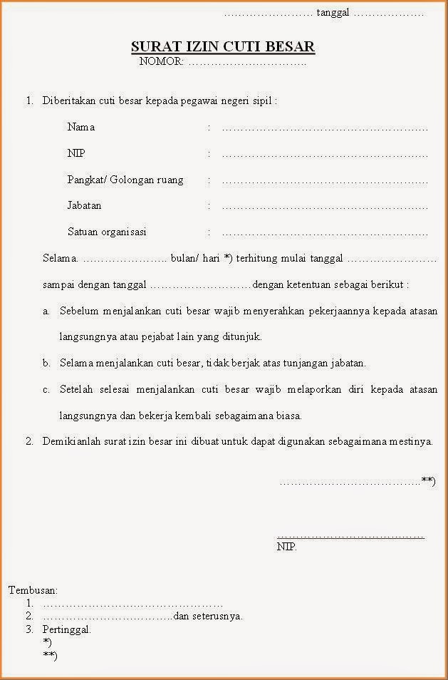 Contoh Surat Izin Cuti Besar Porosilmucom