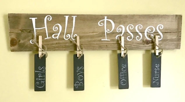 Classroom hall pass sign DIY