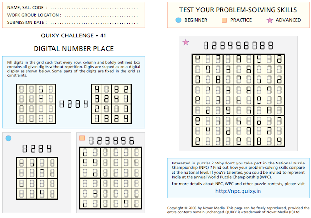 Digital Number Place or Digital Sudoku Puzzles