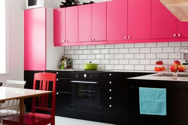 dapur cantik warna pink 