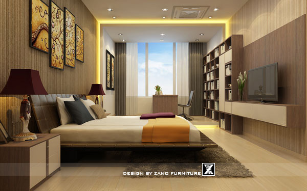Thiết kế nội thất phòng ngủ 1 căn hộ 3401 Topaz 2 - Sai Gon Pearl