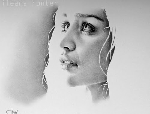 01-Emilia-Clarke-Daenerys-Khaleesi-Ileana-Hunter-Recognise-Portrait-Drawings-Detail-www-designstack-co