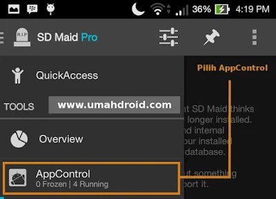 Mengontrol aplikasi android dengan SD Maid