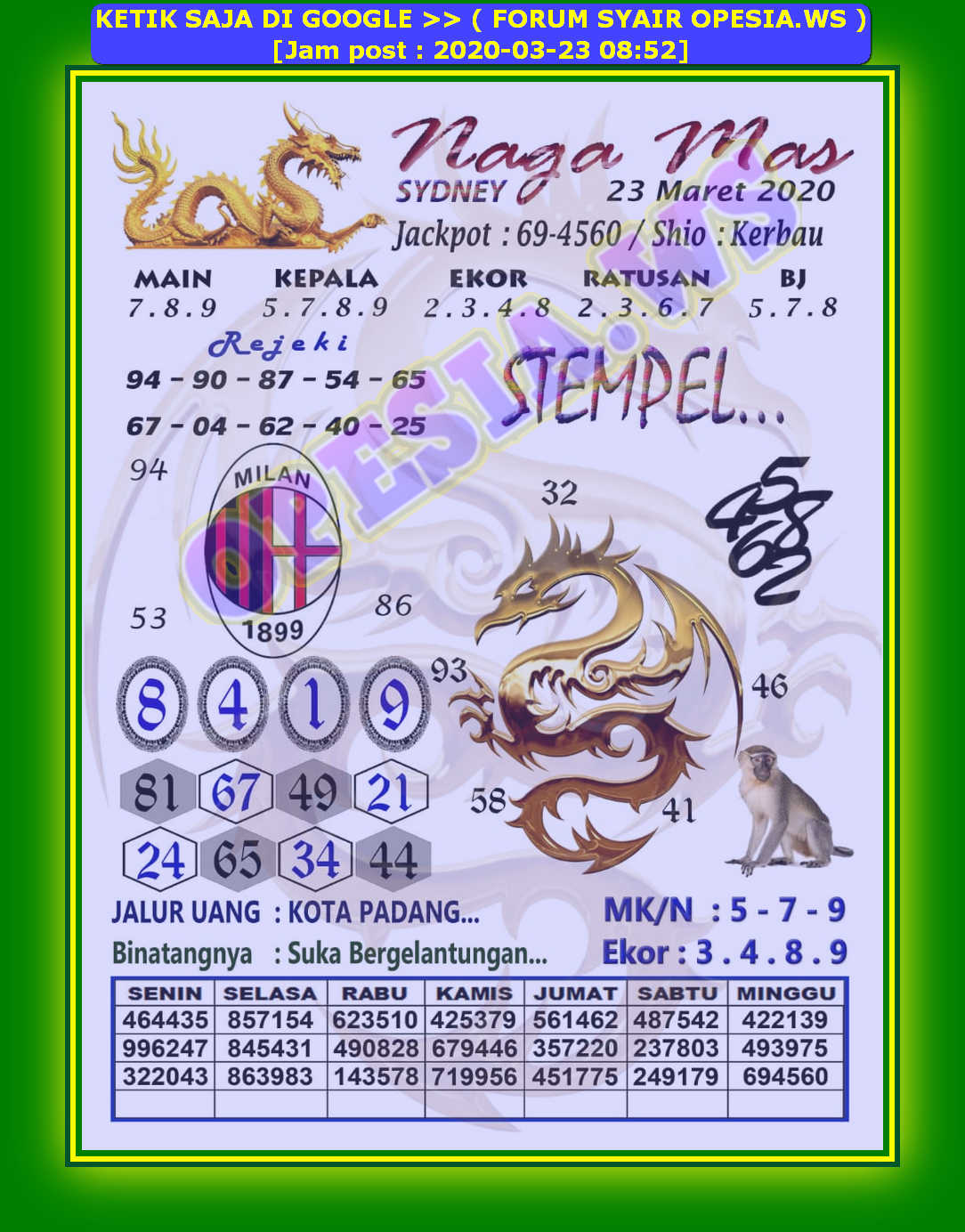 1 New Message Kode Syair Sydney 23 Maret 2020 Forum Syair Togel Hongkong Singapura Sydney