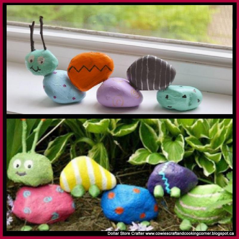 Dollar Store Crafter Garden Rock Caterpillar