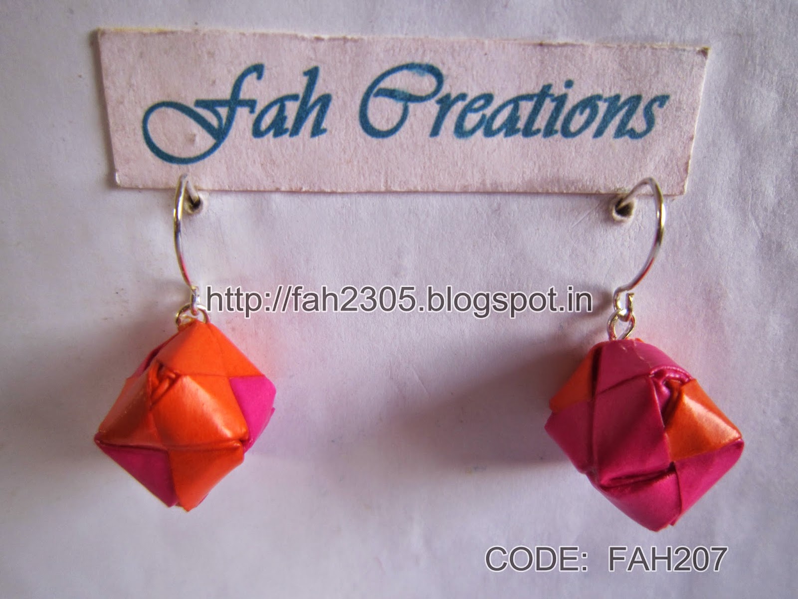 Fah Creations Origami Paper Box Earrings (CODE FAH207)
