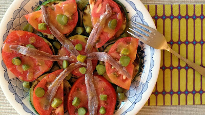 Ensalada de Calabacín, Tomates y Anchoas