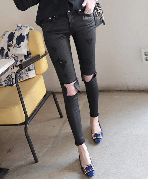 [Miamasvin] Torn Black Skinny Jeans | KSTYLICK - Latest Korean Fashion ...