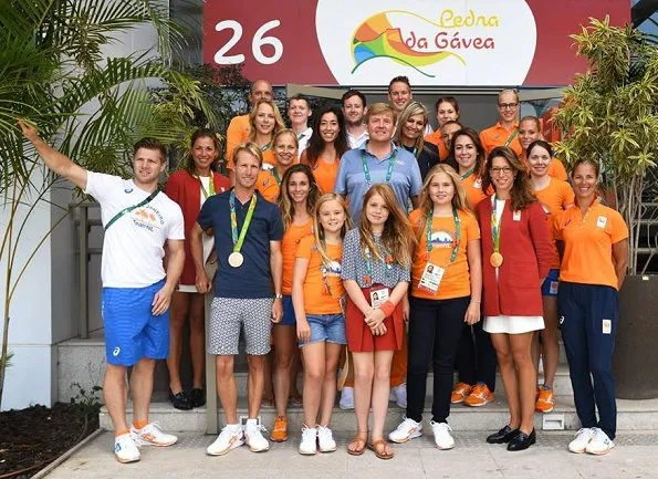 King Willem-Alexander and Queen Maxima with their daughters, Princess Amalia, Princess Alexia and Princess Ariane visited Olympic Village