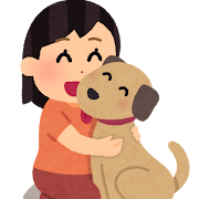 犬と女の子のイラスト（ペット）