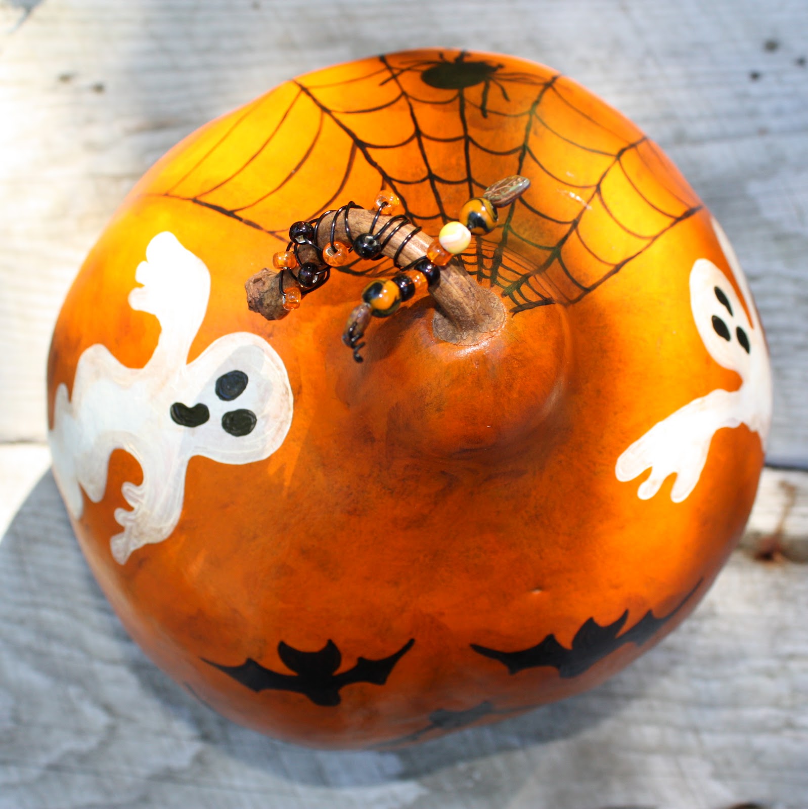 sprinkled blessings studios Hand Painted Halloween Kettle Gourd
