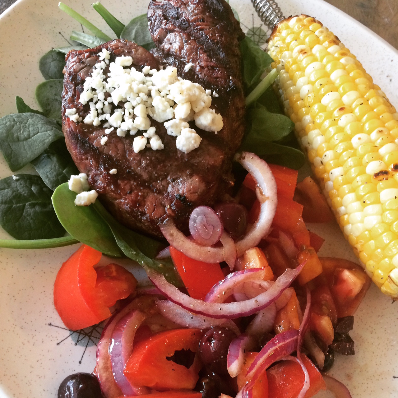 Recipe Share Grilled Filet Mignon with a Tomato, Olive, and Onion