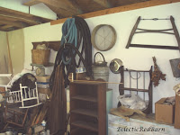 items inside red barn