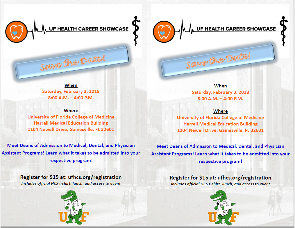 UF PreHealth Blog UF Health Career Showcase Save The Date! 2/3/18