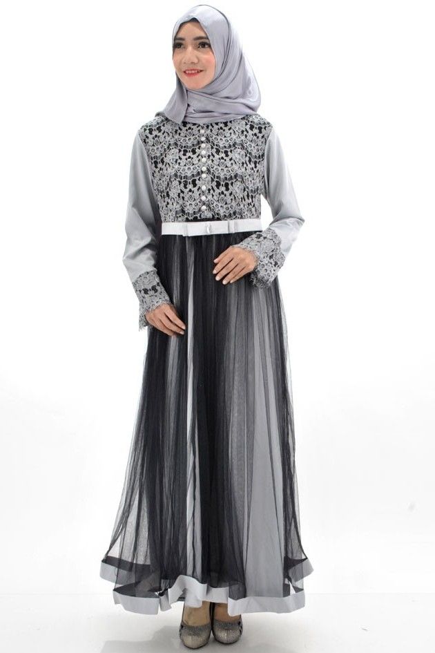 Model Baju Gamis Sifon Kembang Kombinasi Renda Fashion Tren